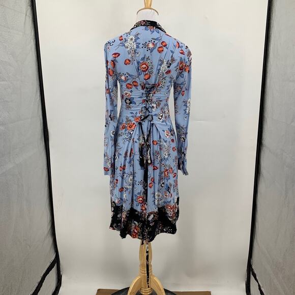 Maeve Shirt Dress Womens 0 Floral Leyster Lace Back Button Front Anthropologie - Picture 3 of 16